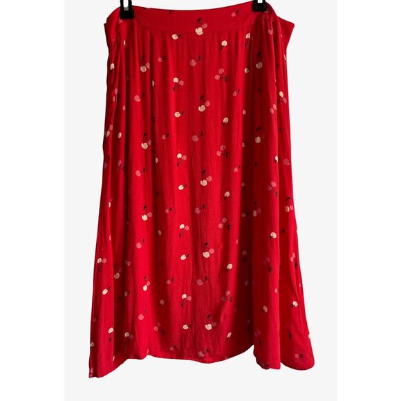 Ann Taylor Loft Women's Size 12 Midi Red Cherry Print Skirt - Picture 3 of 7